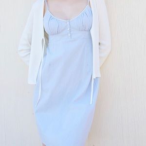 John Galt light blue button bustier mini dress